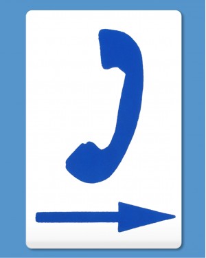 Phone direction sign adhesive sticker blue