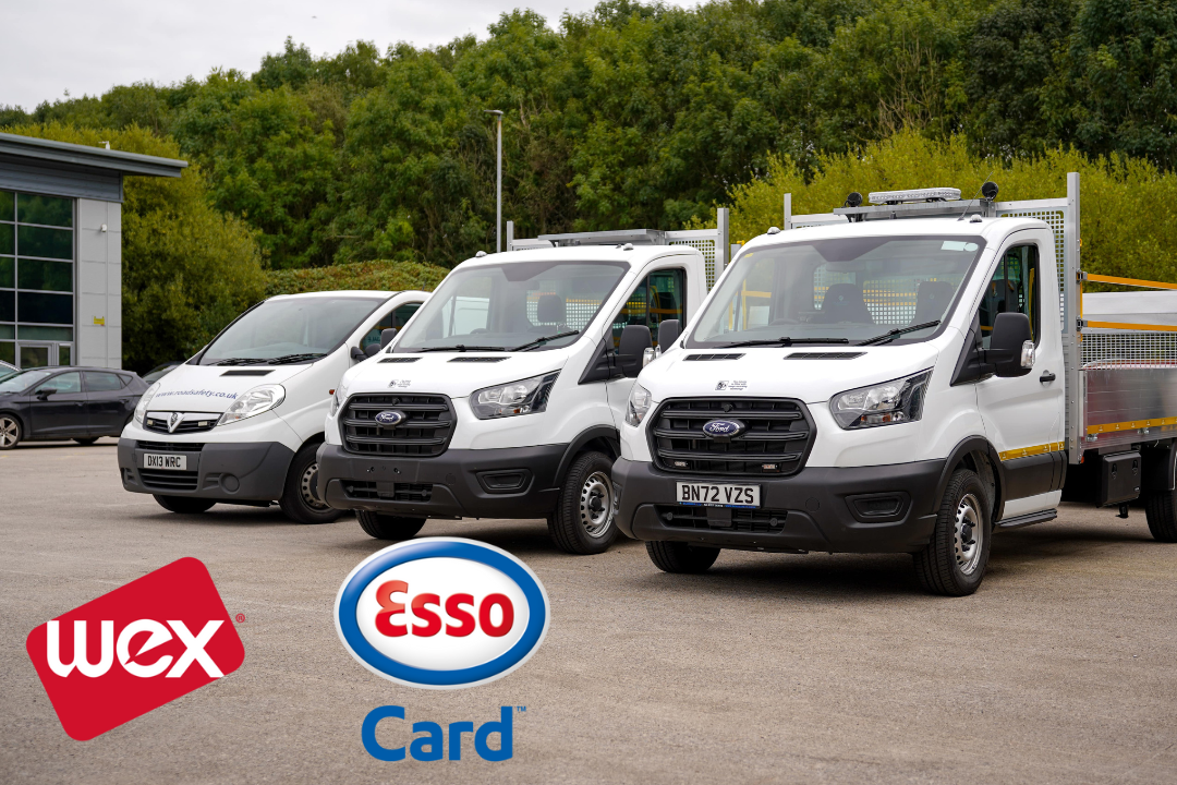 Traffic management vehicles with WEX and Esso fuel card logo