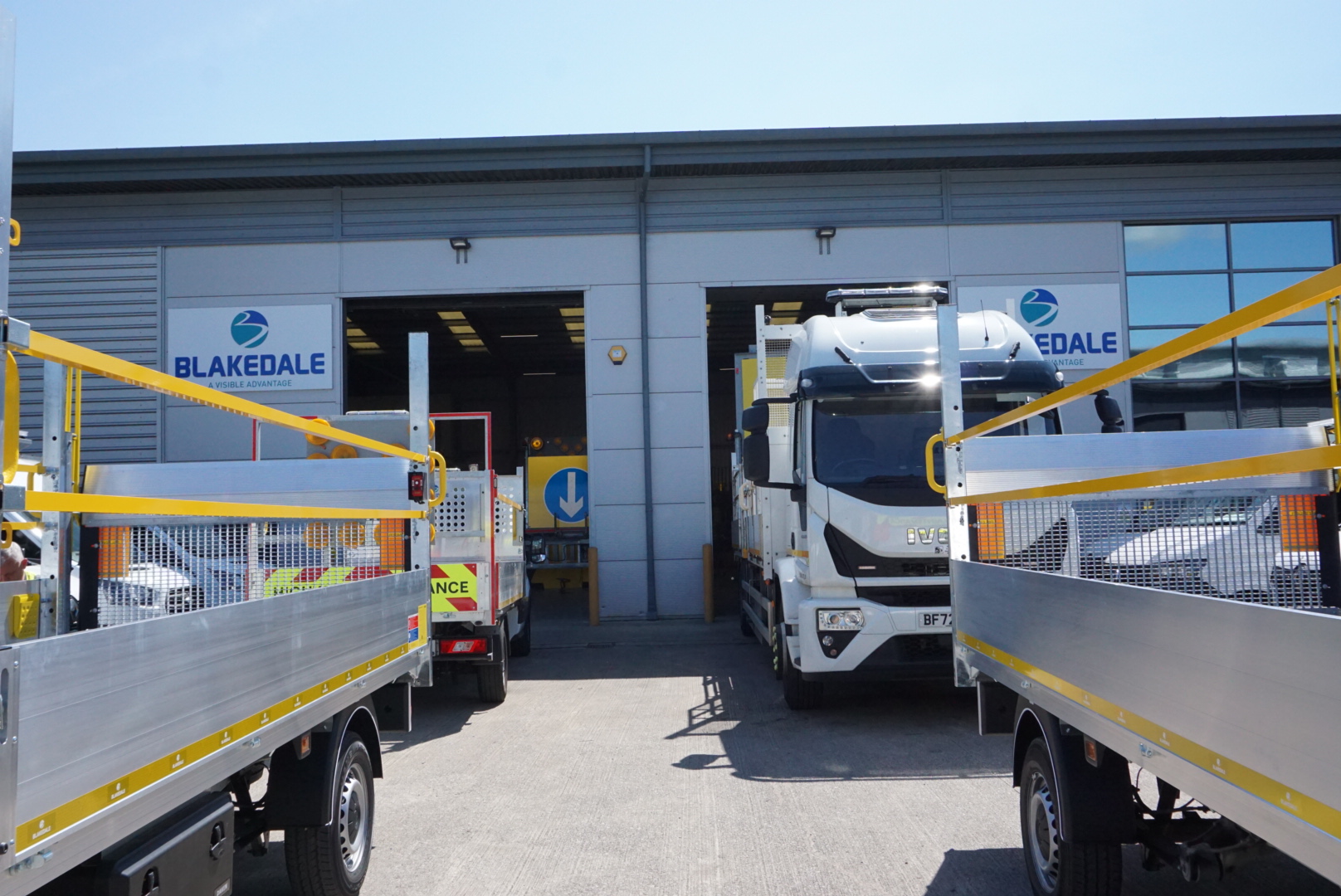 Blakedale Traffic management fleet of vehicles at workshop