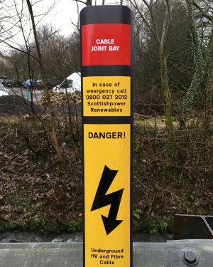 Cable Route Information Marker Post for Fibre Optic Underground Danger available at Blakedale in red