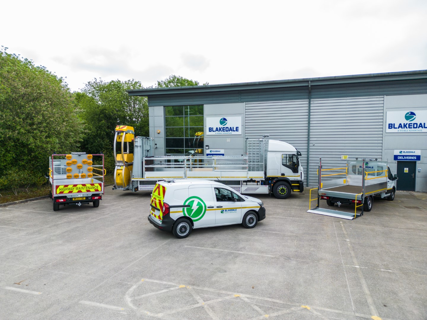 Blakedale head office with traffic management vehicle range in the yard
