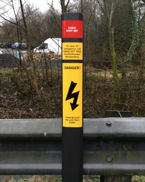 Cable Route Information Marker Post for Fibre Optic Underground Danger available at Blakedale 