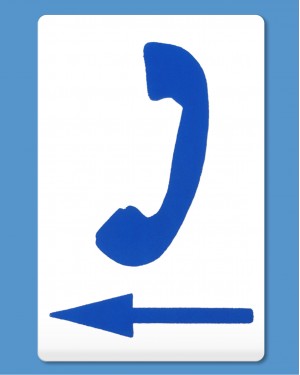 Phone direction sign adhesive sticker blue